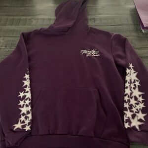 Purple Medium Tall Oversized Hoodie with Star Sleeve Design, Preloved, P2P 27”